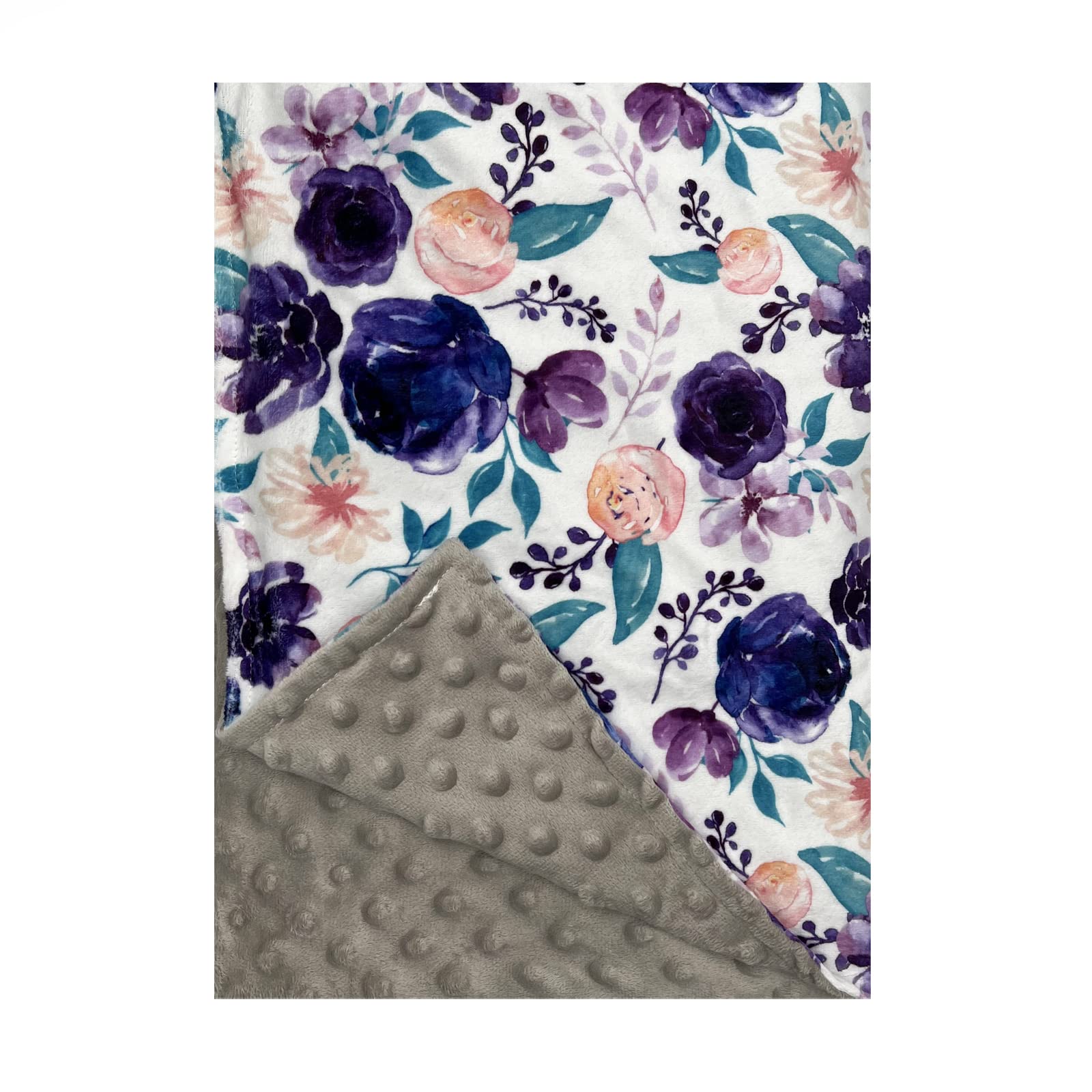 Soft Purple Flowers Baby Blanket - Minky Dimple Dot Nursery & Crib Blanket for Newborns, Infants & Toddlers | Cozy Snuggle Blanket for Boys & Girls | Perfect for Bedtime, Naptime & Cuddling
