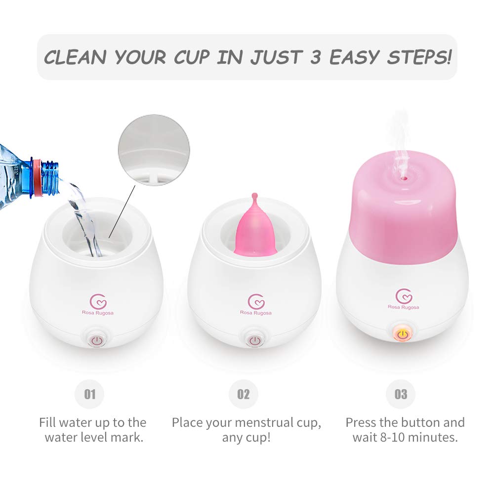 ROSA RUGOSA Menstrual Cup with Steamer Set - Reusable, Leak-Proof, 99.9% Hygienic Period Cup Kit for Women | Perfect for Travel, Gym & Eco-Friendly Menstrual Care