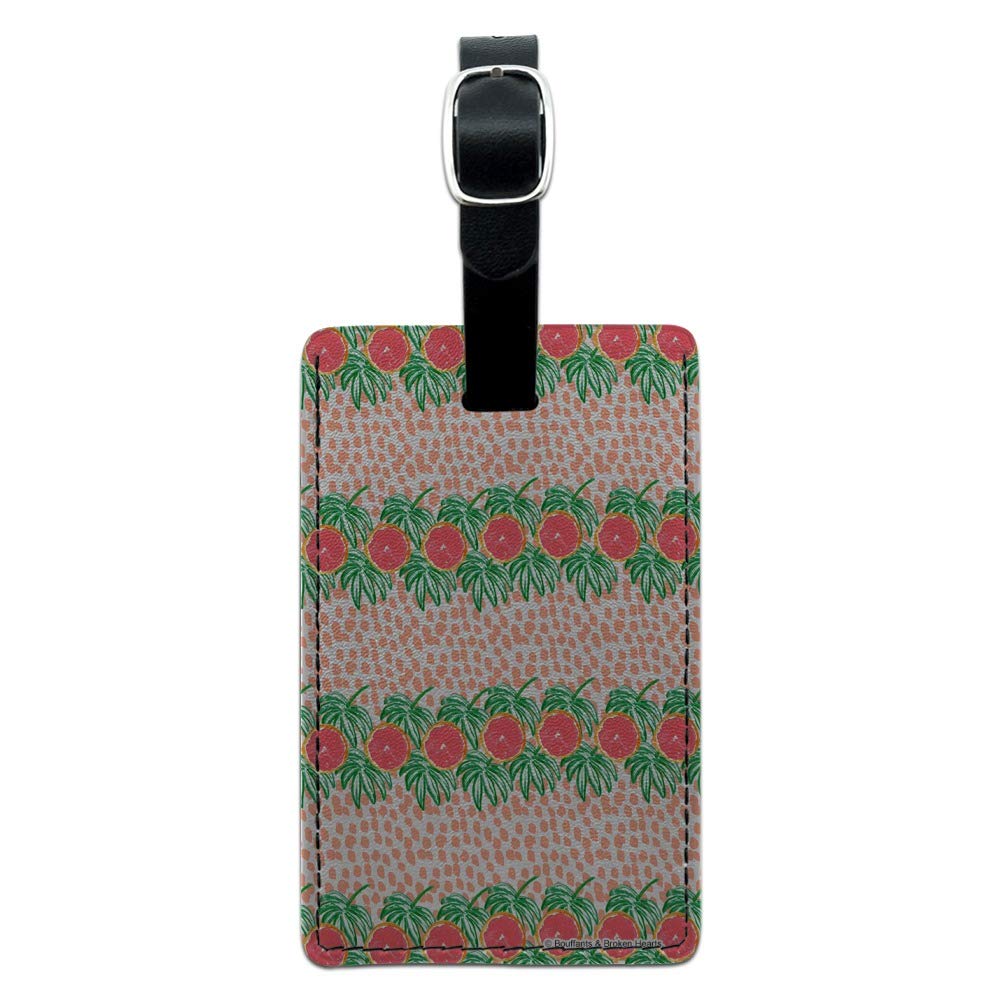 Stylish Grapefruit & Leaves Design Leather Luggage Tag - Rectangle Carry-On ID Tag for Suitcases, Bags & Backpacks | Perfect for Travel, Business Trips & Vacation Identification