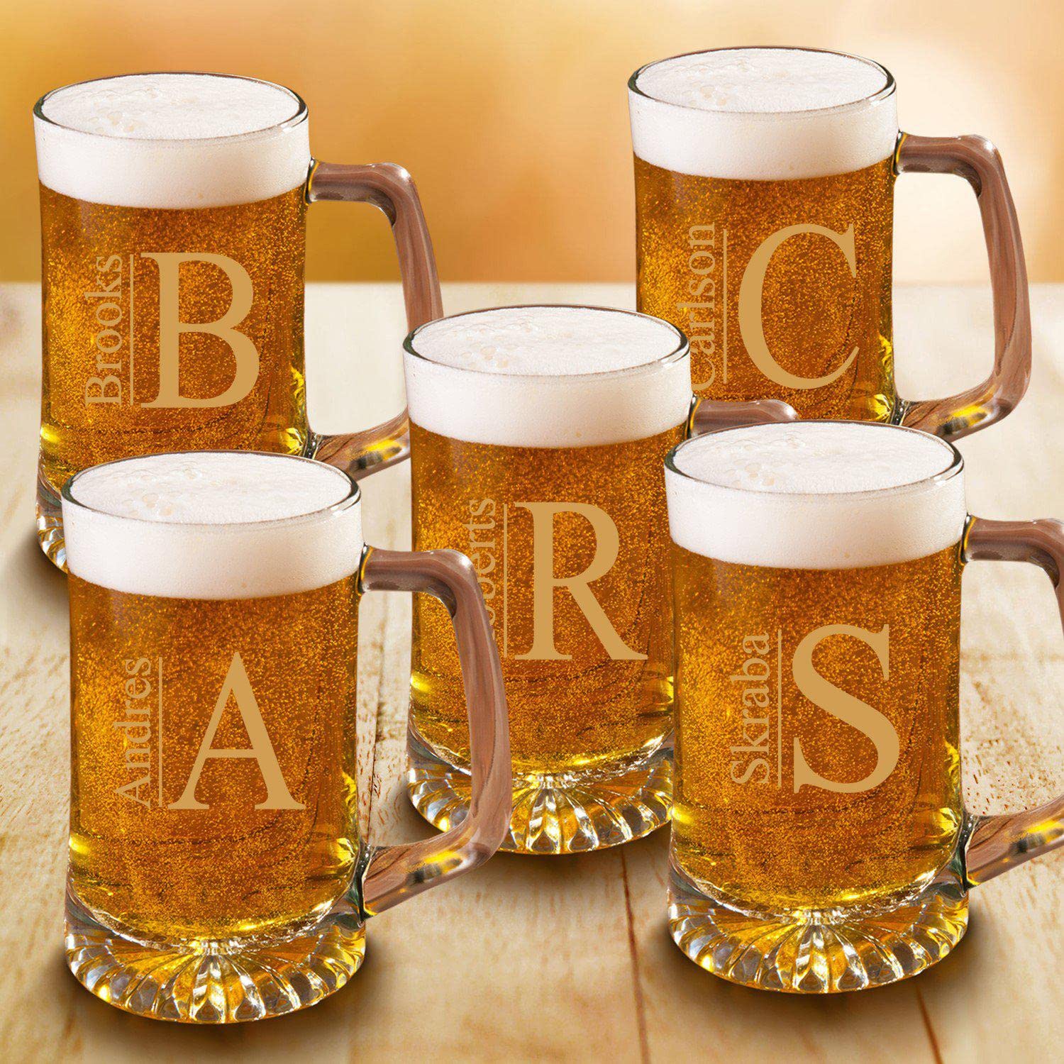 Personalized Groomsmen Gifts Set of 5 - 25oz Engraved Beer Mugs for Wedding Party - Unique Best Man & Groomsmen Proposal Gift Ideas - Perfect for Bachelor Parties, Weddings & Anniversary Celebrations