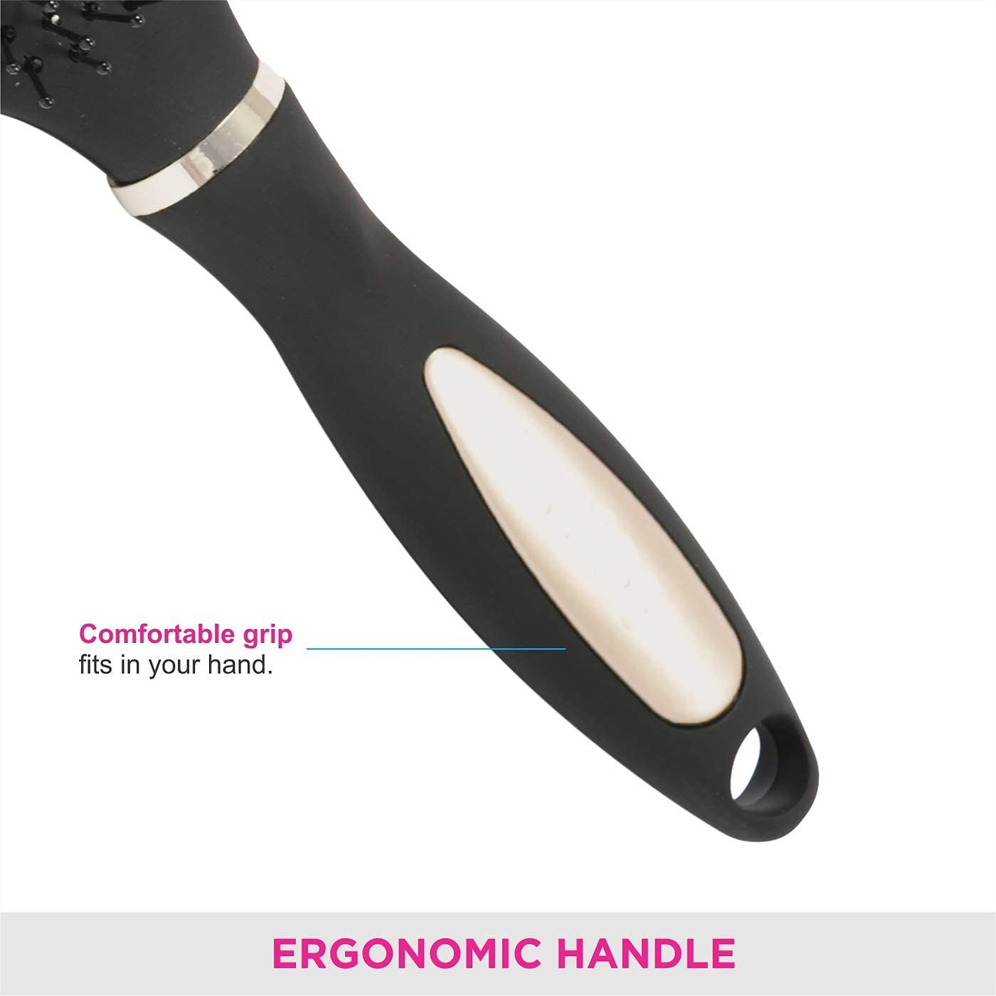 Professional Round Hair Brush for Smoothing & Styling - Black (1 Pack) - Perfect for Blowouts, Detangling & Salon-Quality Hair Care at Home
