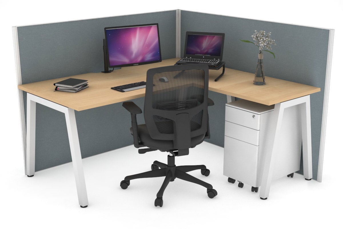 Horizon Quadro A Legs L-Shaped Corner Office Desk - 1800L x 1550W with Cable Management - Perfect for Home Office & Workspace Setup