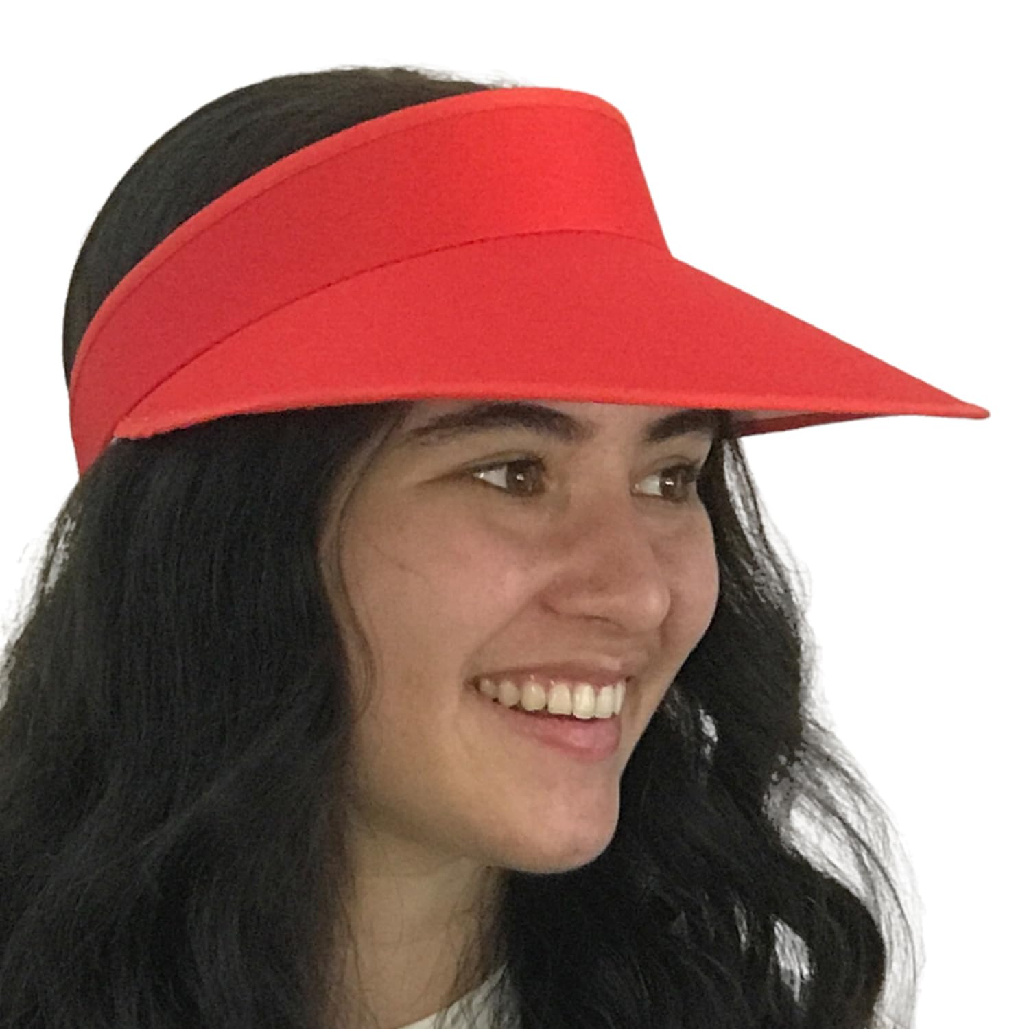 Silverfever Women's Wide Brim UV Protection Sun Visor Hat - UPF 50+ Sunblock for Beach, Tennis, Golf & Outdoor Sports (Red) - Perfect for Summer Activities and Travel