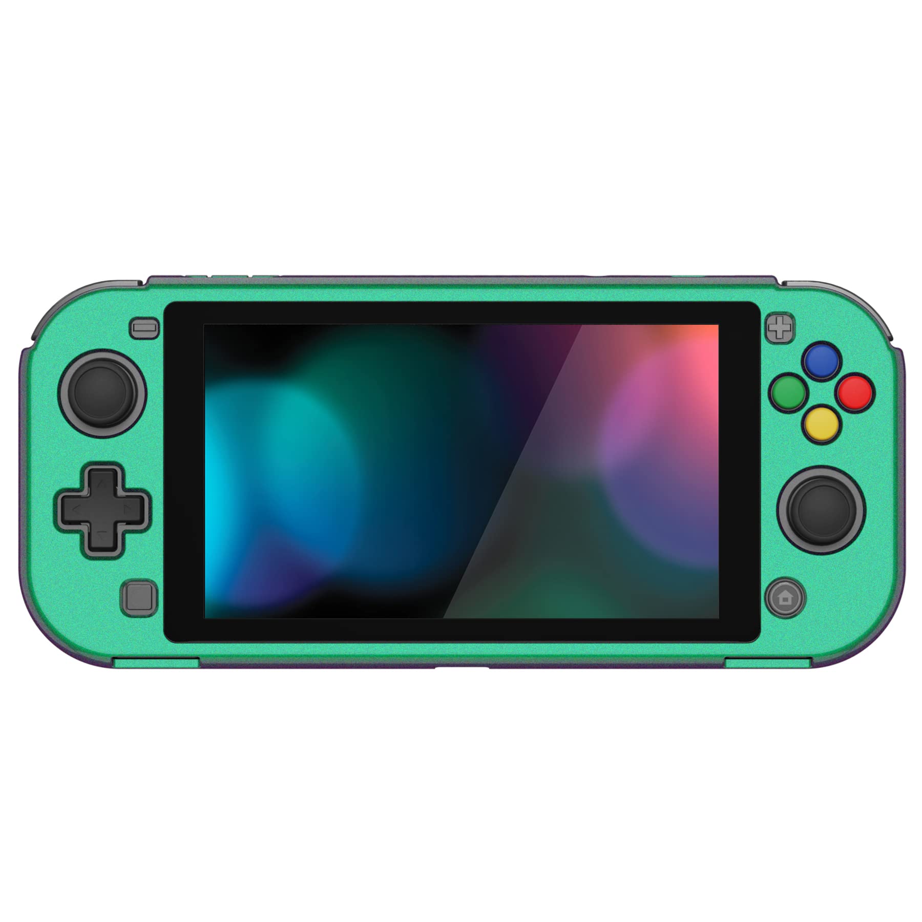 PlayVital ZealProtect Protective Case for Nintendo Switch Lite - Ergonomic Grip Hard Cover with Shock-Absorption & Anti-Scratch | Includes Screen Protector & Thumb Grip Caps | Chameleon Green Purple | Perfect for Gaming On-The-Go & Travel Protection