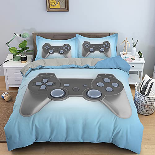 Premium Slenyu Video Game Controller Duvet Cover Set - Twin Size Soft Gaming Bedding for Kids & Teens - Modern Gamer Bedroom Decor with Blue Gamepad Design - 2 Piece Comforter Cover for Boys' Bedroom - Perfect for Gaming Themed Rooms & Sleepovers
