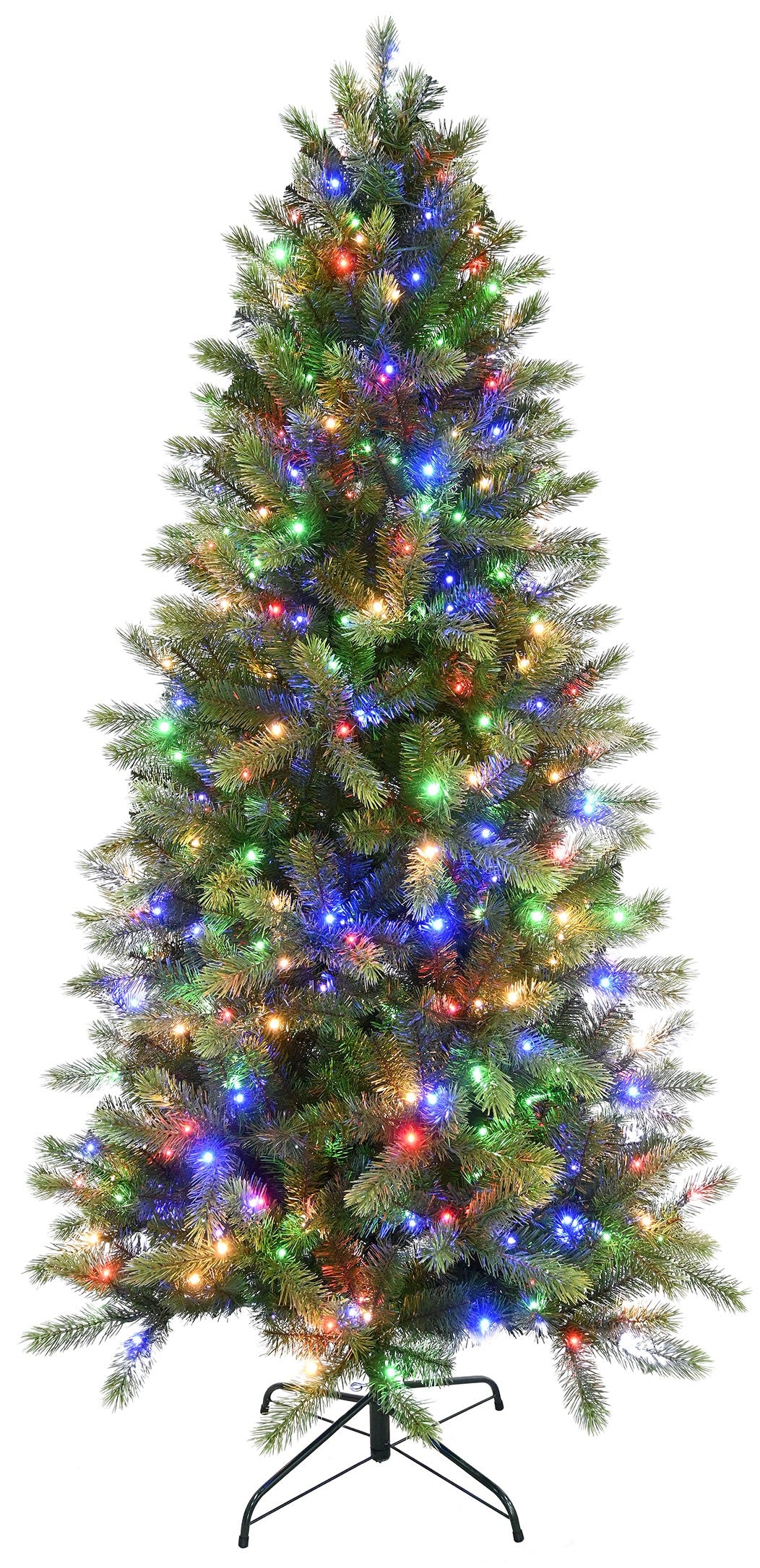 7' Boston Pine Power Pole Artificial Christmas Tree with Color Changing LED Lights - Perfect for Living Room, Office, and Holiday Decorations