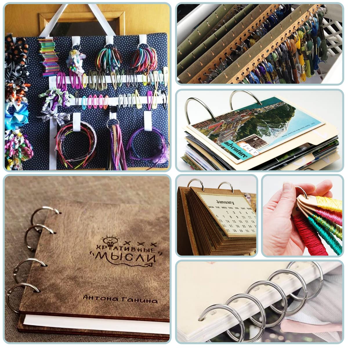 CooBigo 1 Inch Metal Loose Leaf Binder Rings - 50 Pack Silver Book Rings for Index Cards, Flashcards, Shower Curtain Hooks, DMC Embroidery Floss Organization & Key Chains - Perfect for Office, School, Crafting & Home Organization