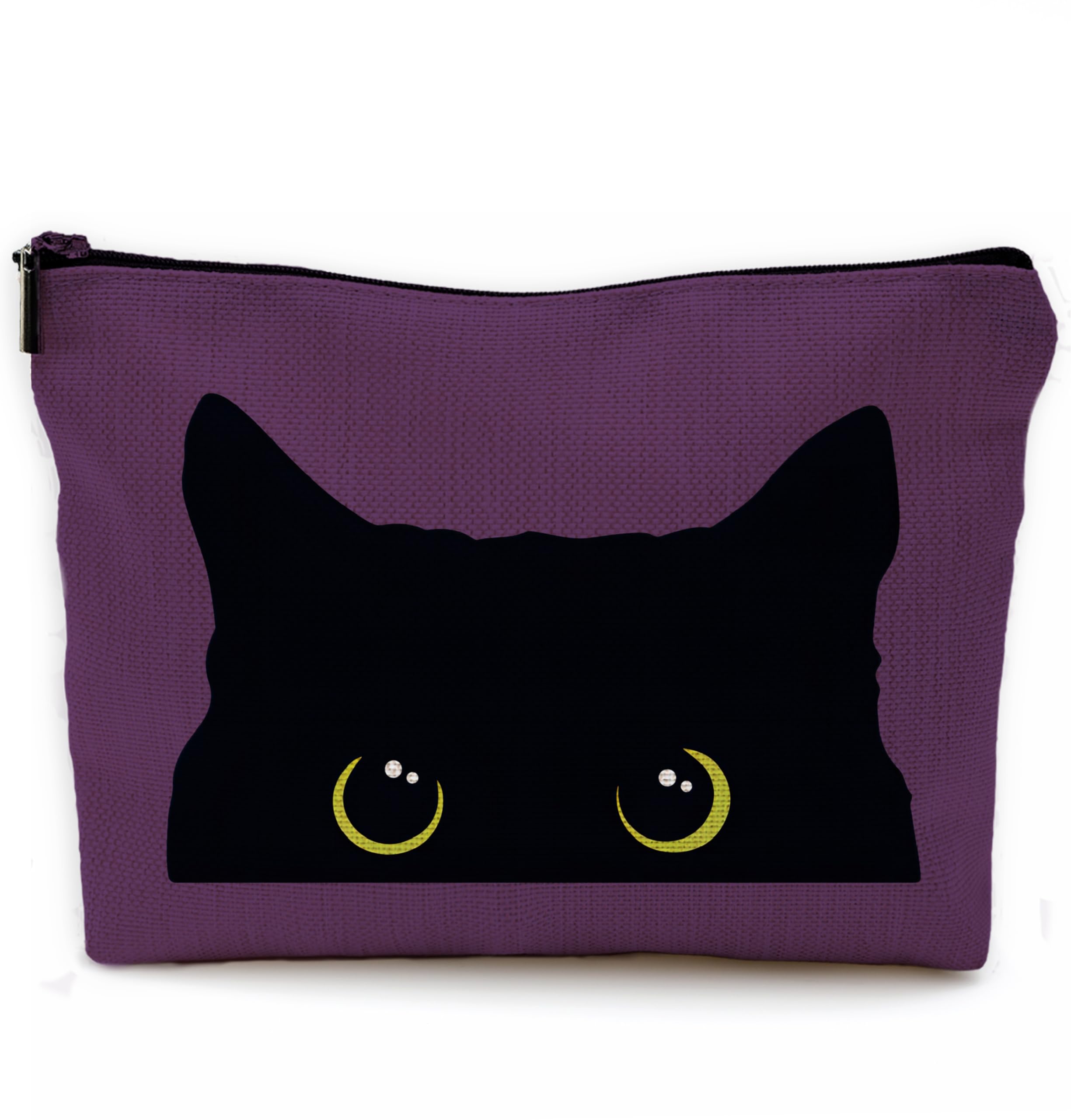Black Cat Makeup Bag for Women - Cute Kitty Cosmetic Purse for Cat Lovers | Travel & Daily Use