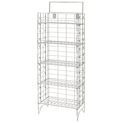 Sturdy Potato Chip Rack with 5 Adjustable Shelves & 48 Clips - Space-Saving Snack Organizer for Pantry, Kitchen, or Convenience Store Display