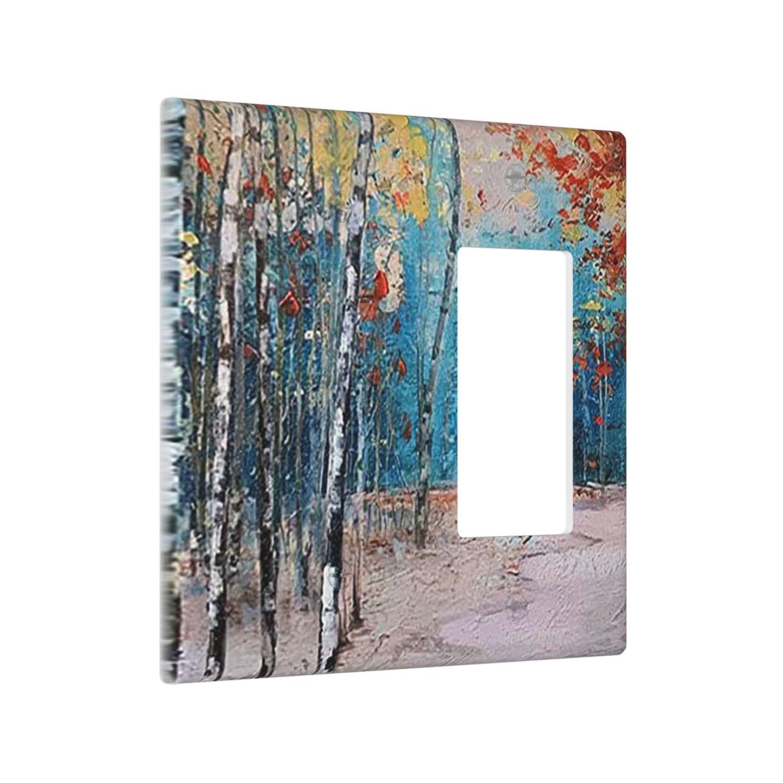 Birch Forest Design 2 Gang Light Switch Cover Plate - 1 Toggle & 1 Rocker Combination - 4.5