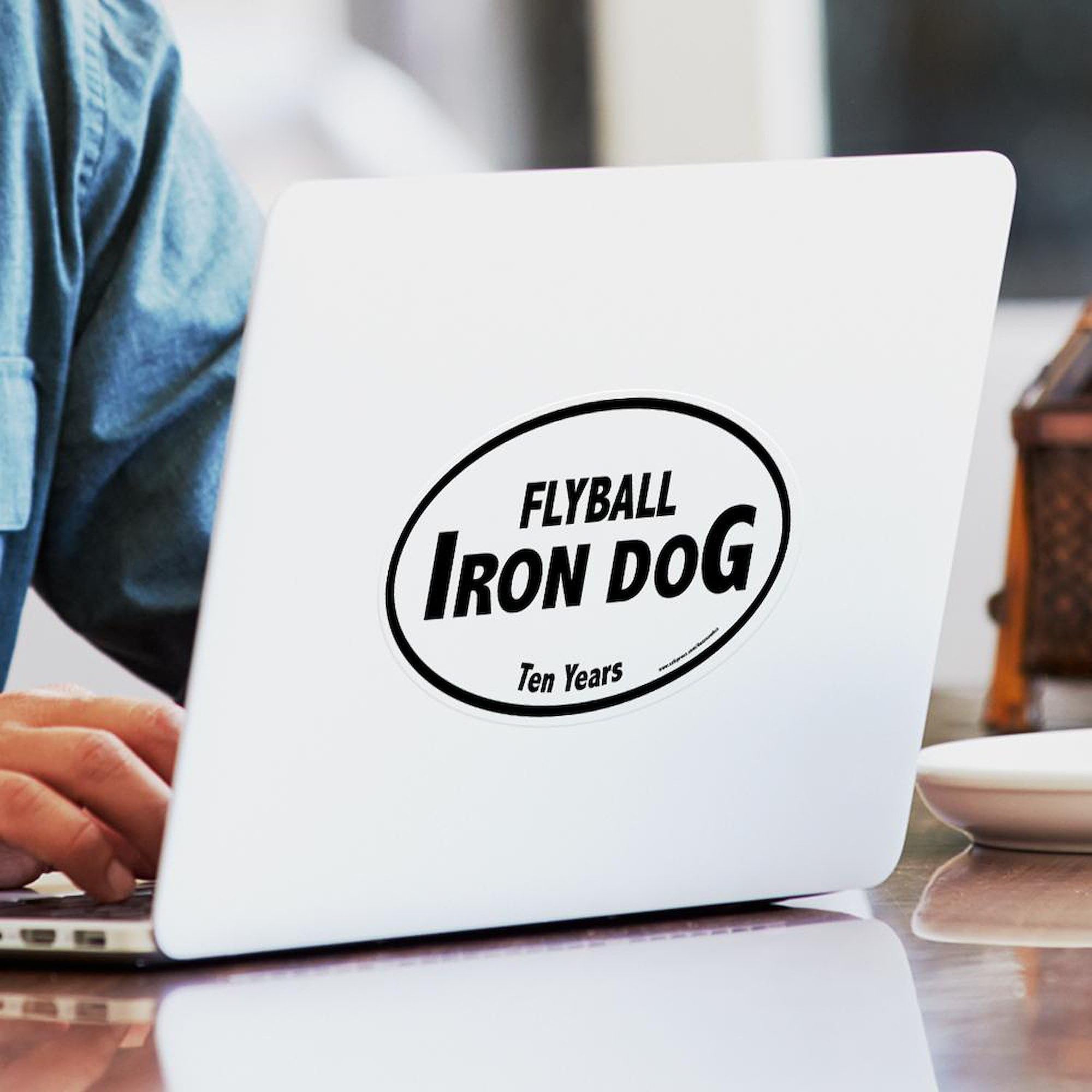 Flyball Iron Dog Oval Sticker - Durable Car Bumper Decal for Sports Fans & Pet Lovers | Perfect for Cars, Laptops & Water Bottles