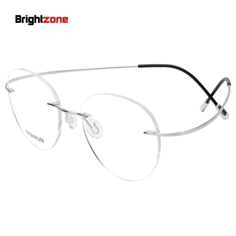 Brightzone Women's Rimless Oval Round Titanium Eyeglasses 71617 - Lightweight Comfortable Glasses for Work, Reading & Everyday Use