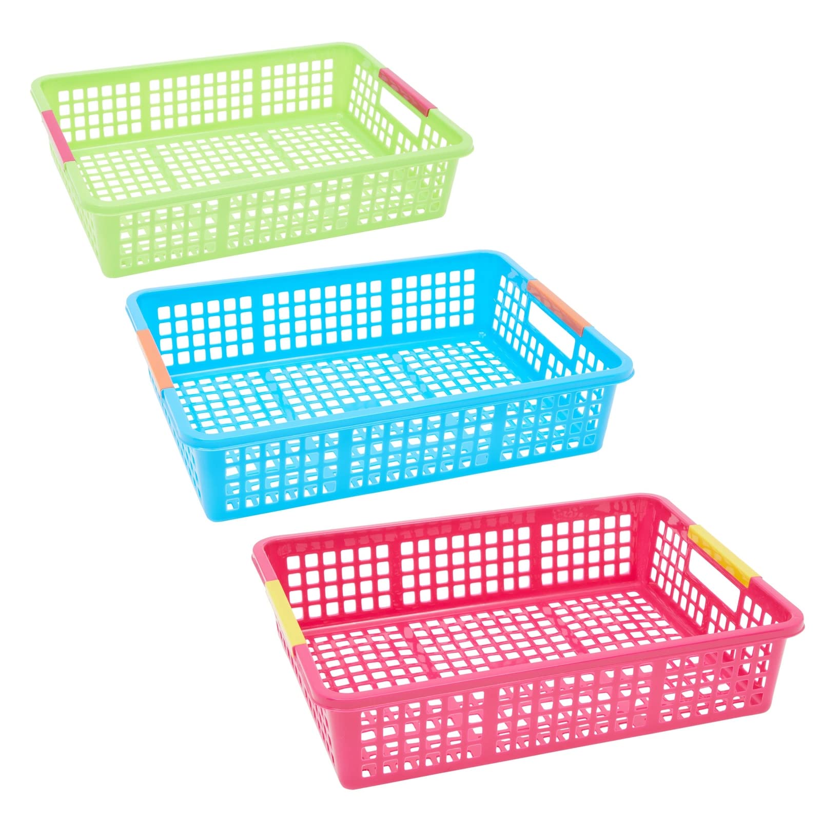 Bright Creations 6 Pack Plastic Classroom Paper Trays - Colorful Storage Bins & Organizers for School Supplies, Books, Folders (10 x 13.5 Inch) - Perfect for Teachers, Students & Office Organization