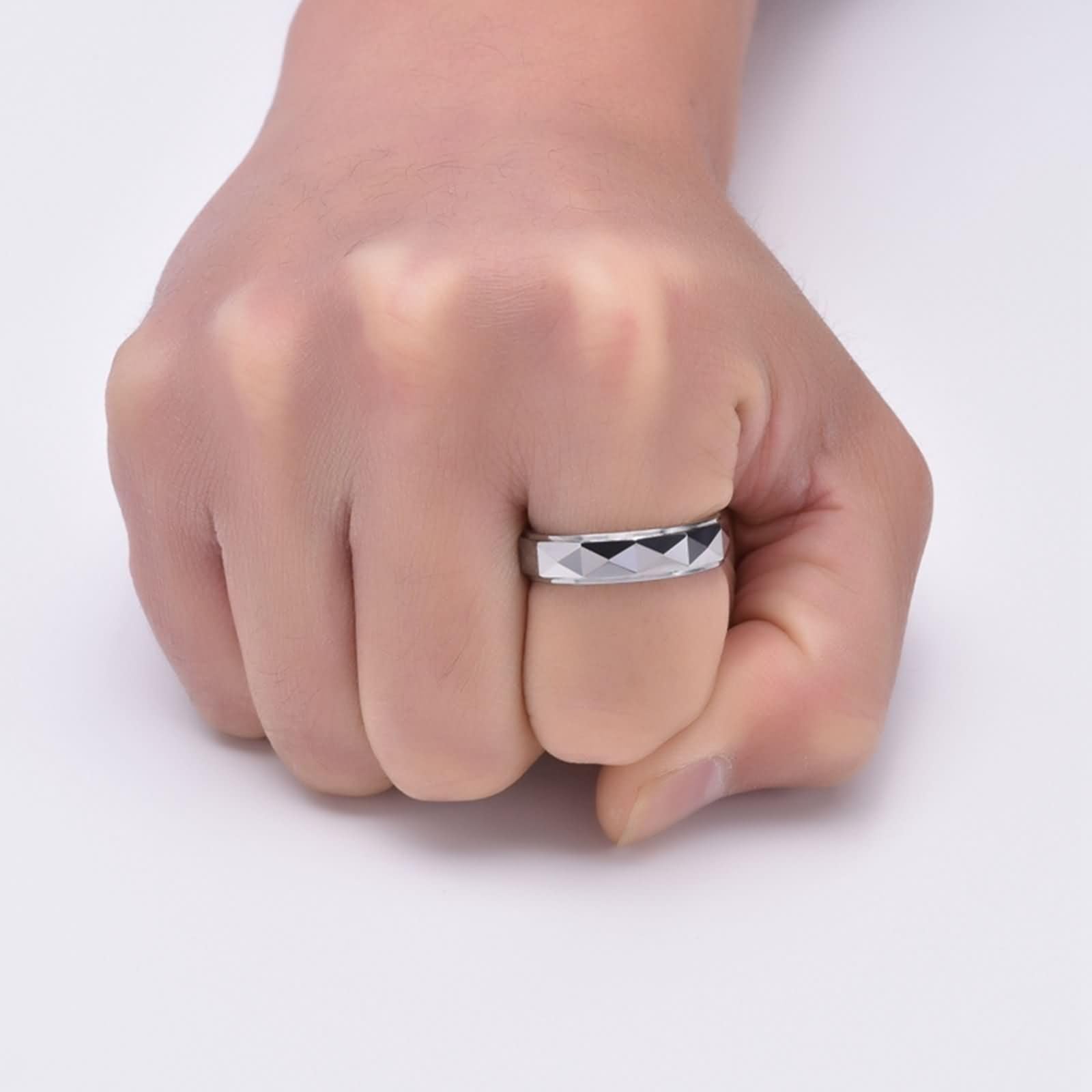 ANAZOZ Customizable Men's Tungsten Carbide Promise Ring - 6MM Round Black Band for Engagement, Wedding & Anniversary Gifts