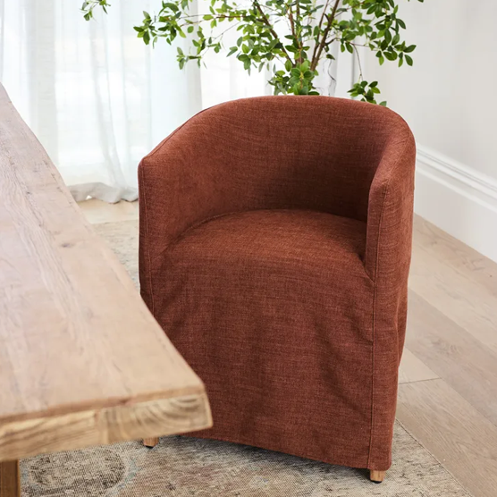 Blythe Slipcover Tub Chair in Rust Color - Stylish & Comfortable Living Room Accent Chair for Home Decor