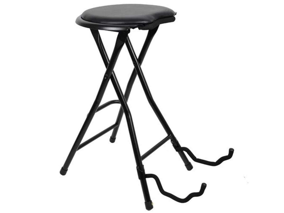 Stagg GIST-300 Adjustable Guitar Stool with Stand - Portable Musician Seat for Acoustic & Electric Guitar Players - Perfect for Home, Studio & Live Performances