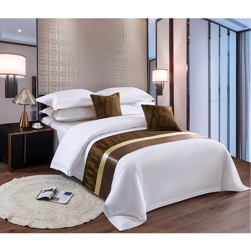 Brown Bed Runner Scarf Protector Slipcover 260x50cm for 2.0m Bed - Hotel Guesthouse Home Resorts Decorative Bedding Accessory | Perfect for Luxury Bedroom Decor, Wedding Events & Hospitality Settings