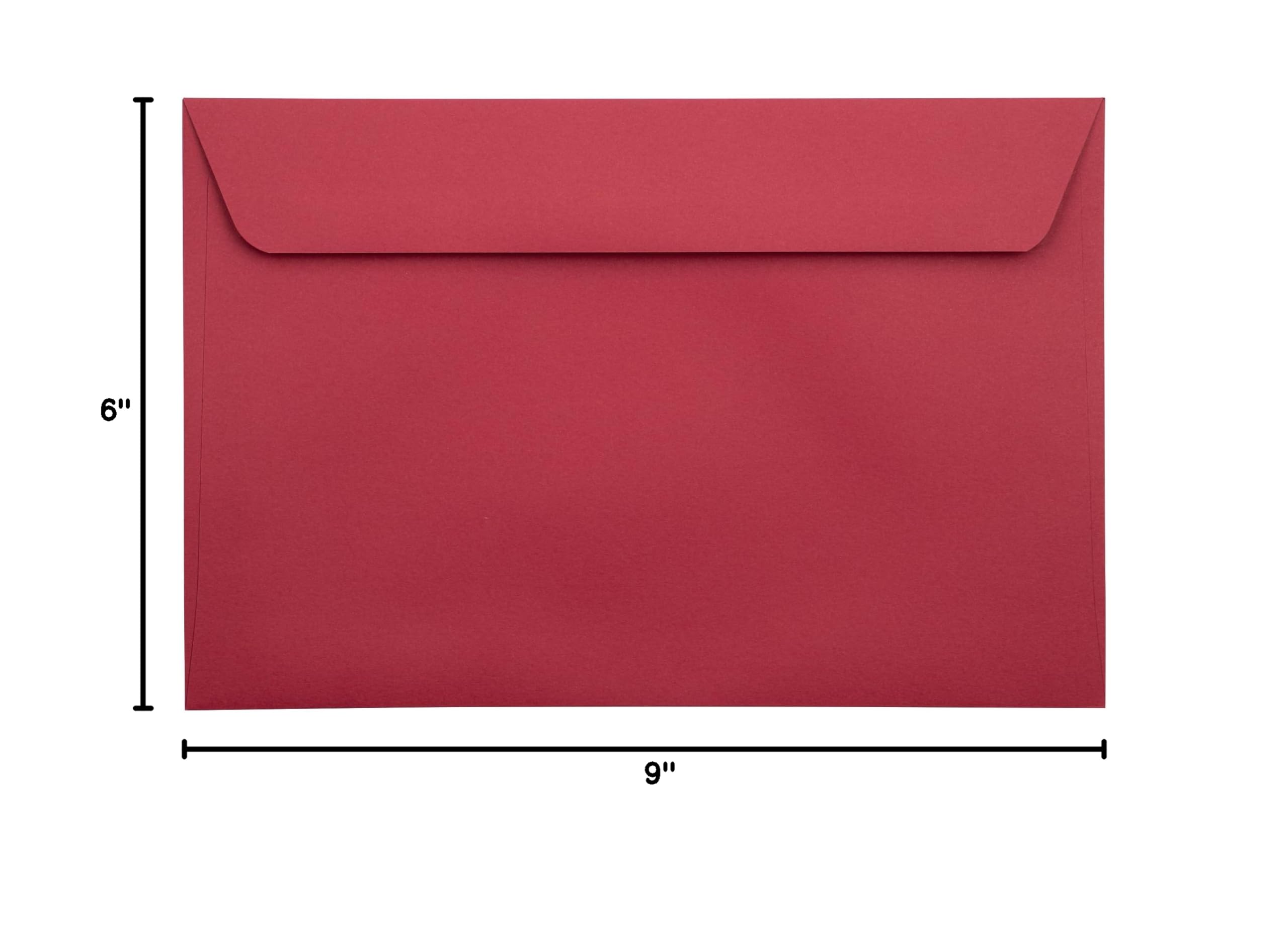 LUXPaper 6 x 9 Full Face Window Envelopes - Ruby Red | 80lb. Premium Text Paper | 1000 Pack (1,000 Qty) | Ideal for Business Mailing, Invoices & Wedding Invitations