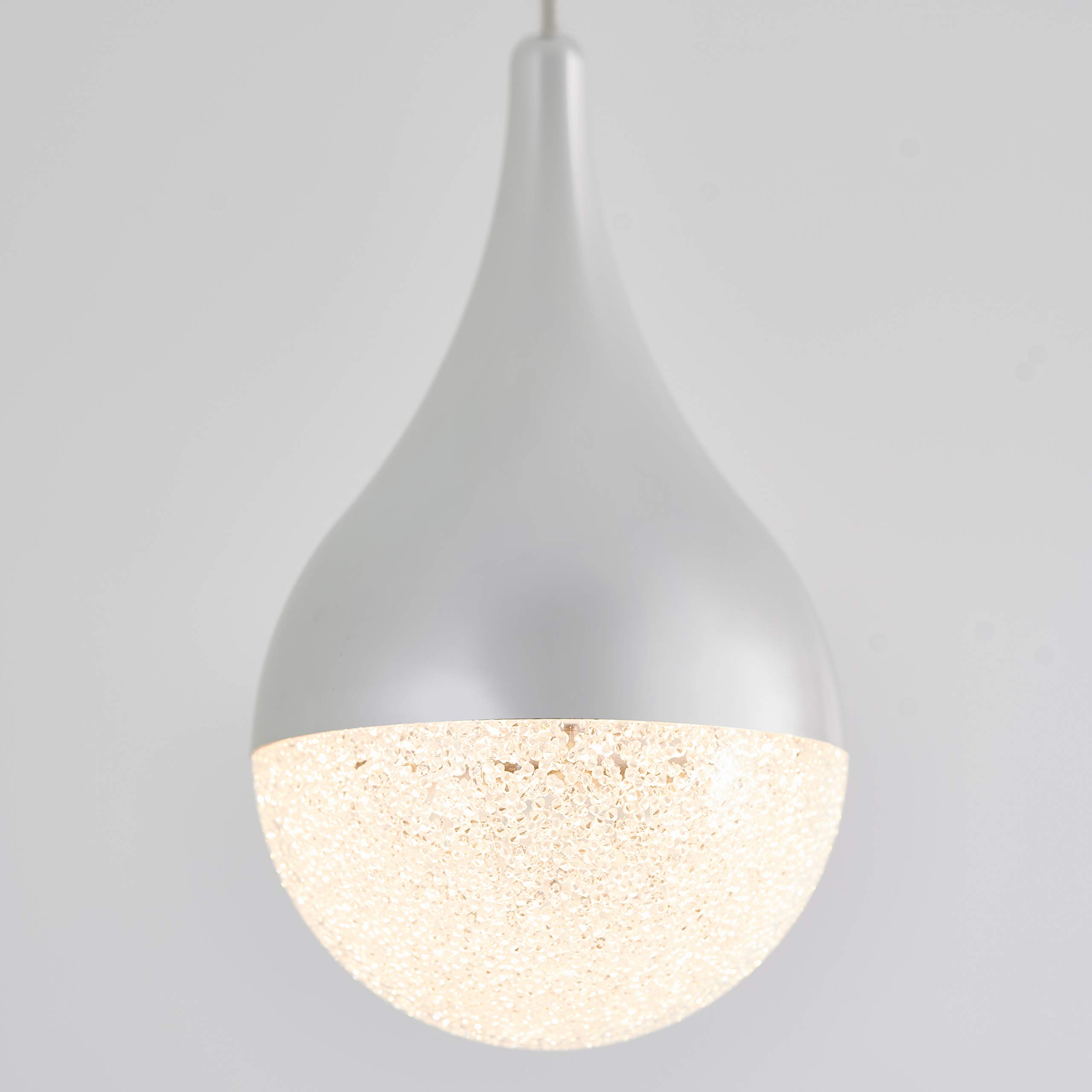 Artika PDT-4GL-RN 4-LED Glitter Pendant Light Fixture - 4 Lights, Silver Finish - Perfect for Dining Room, Kitchen Island & Bedroom Lighting