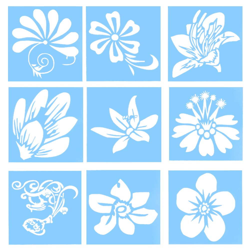ARTIBETTER 9-Piece Flower Stencils Set - Reusable Spring & Summer Painting Templates for Kids, DIY Crafts, Easter Party Favors & Gifts (Great for Home Decor, Scrapbooking & Classroom Art Projects)