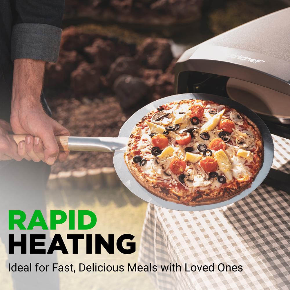 Portable Outdoor Pizza Oven - Wood Fired & Gas Compatible for Backyard, Camping & Patio - Stainless Steel Pizza Maker with Thermometer for Perfect Homemade Pizzas