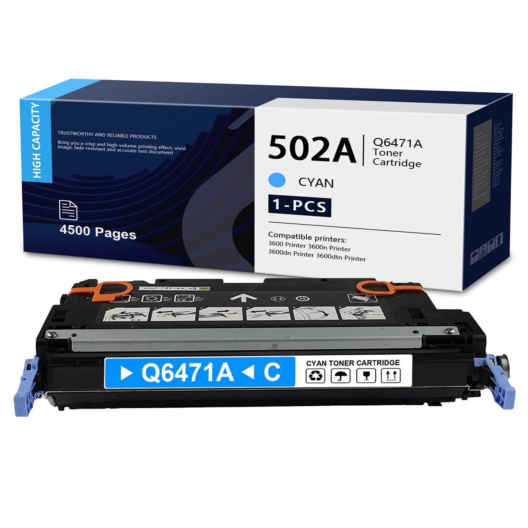 DOPHEN 1 Pack 502A Cyan Toner Cartridge - Compatible Replacement for HP Q6471A 3600/3600n/3600dn/3600dtn Printers | High-Yield Remanufactured Ink | Perfect for Office & Home Printing Needs