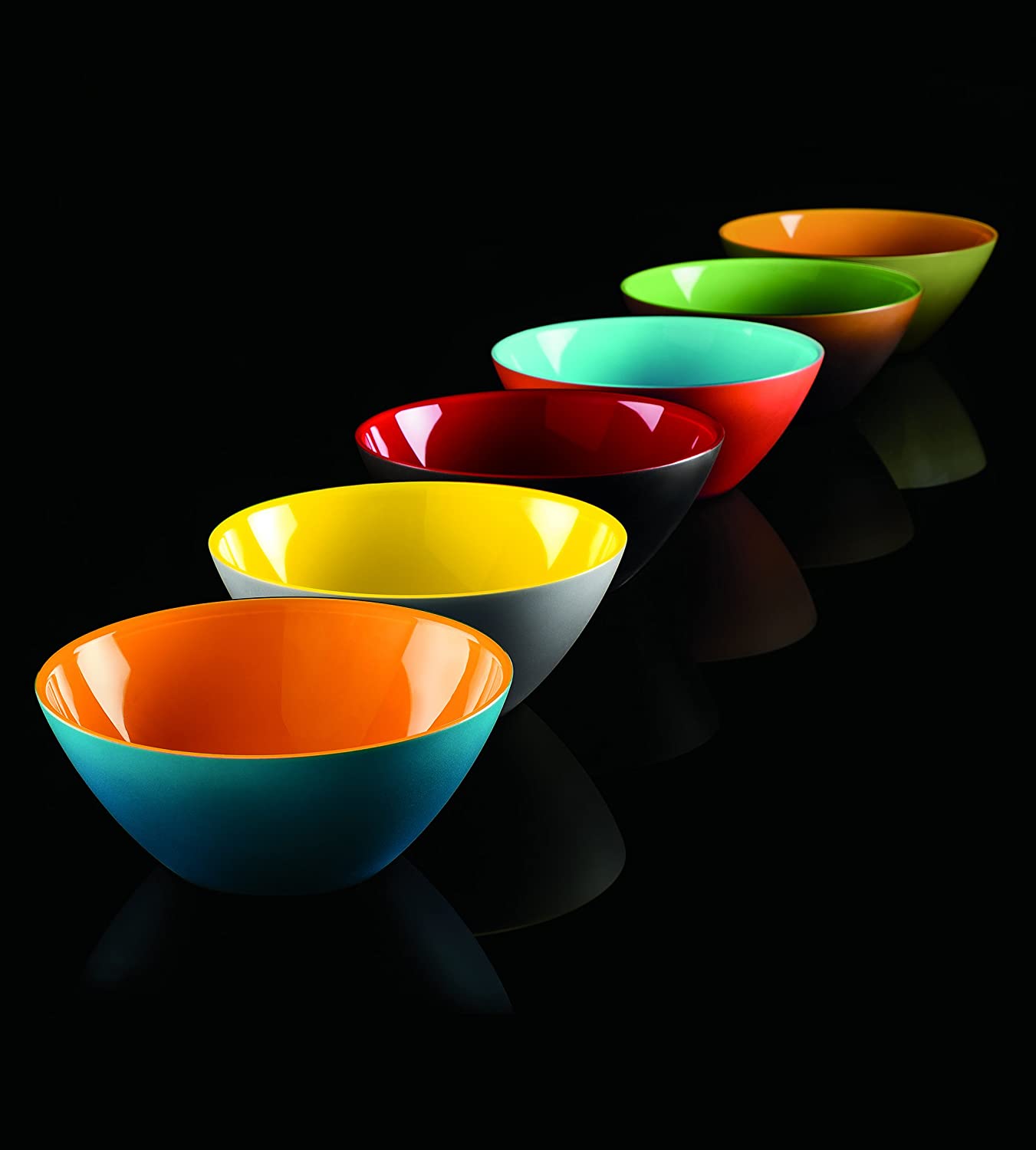 Guzzini My Fusion Large Acrylic Bowl - BPA Free, Shatter Resistant, 9.75 Inch Diameter - Perfect for Serving Salads, Pasta, Snacks & Main Dishes - Vibrant Blue & Orange Colors - Great for Family Dinners, Picnics & Party Serving
