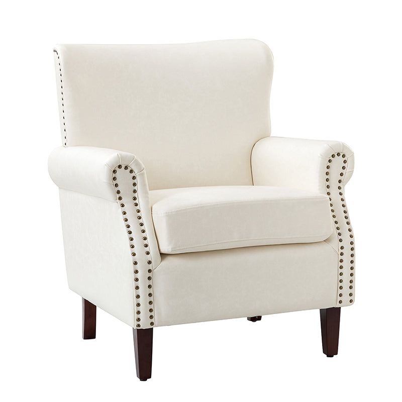 Luna Faux Leather Armchair - Modern PU Leather Accent Chair for Living Room, Bedroom & Office - Comfortable Mid-Century Style Lounge Chair with Sturdy Metal Legs