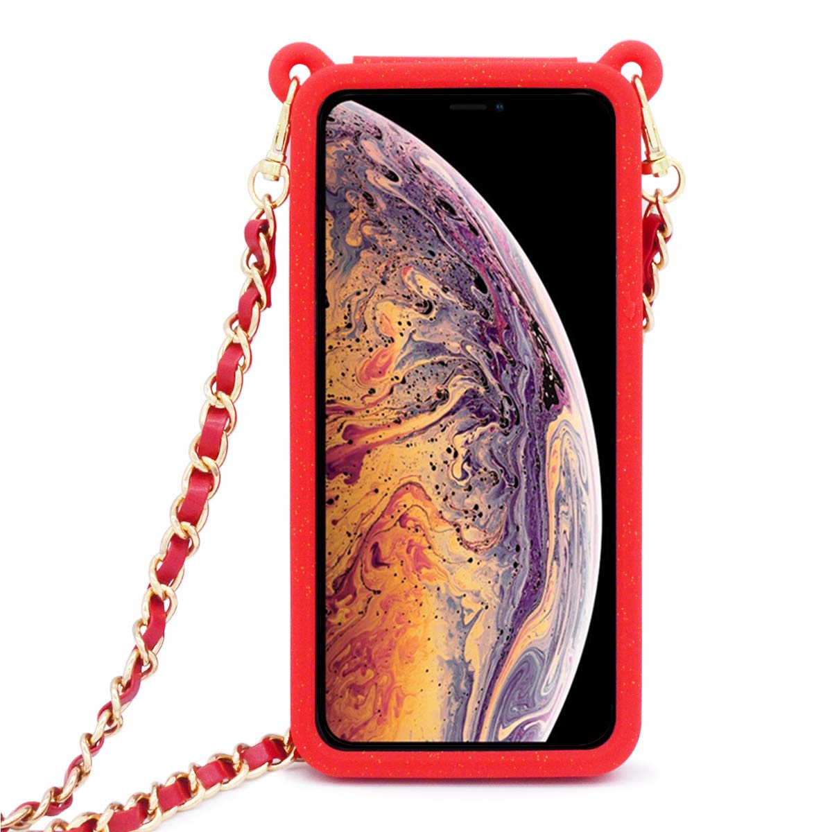 LUVI iPhone 11 Pro Max Wallet Case with Neck Strap, Crossbody Strap & Card Holder - Protective Phone Cover for Women (Red) | Perfect for Travel, Shopping & Everyday Use