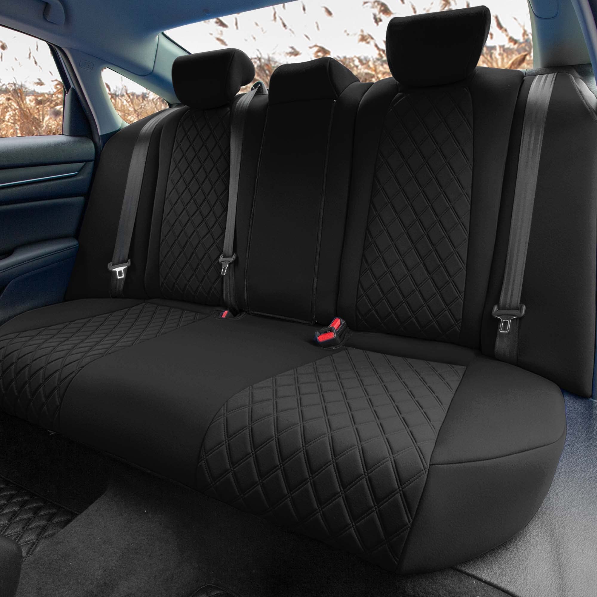 Custom Fit Neoprene Seat Covers for 2018-2022 Honda Accord (Touring/Sport/EX Models) - Waterproof Black Rear Seat Covers | Durable Car Accessories for Daily Commute & Road Trips