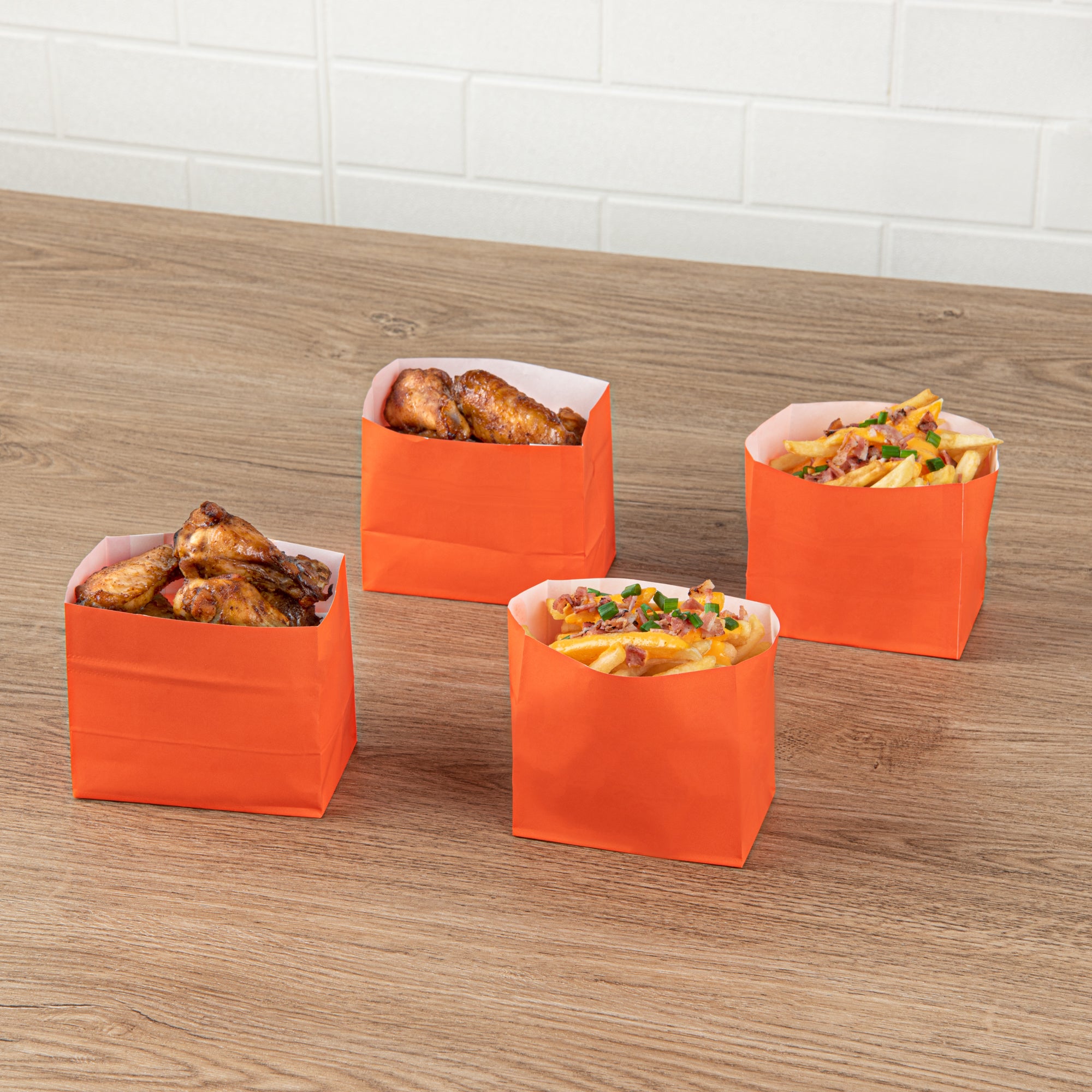 Eco-Friendly Tangerine Orange Paper Snack Bags 3.75