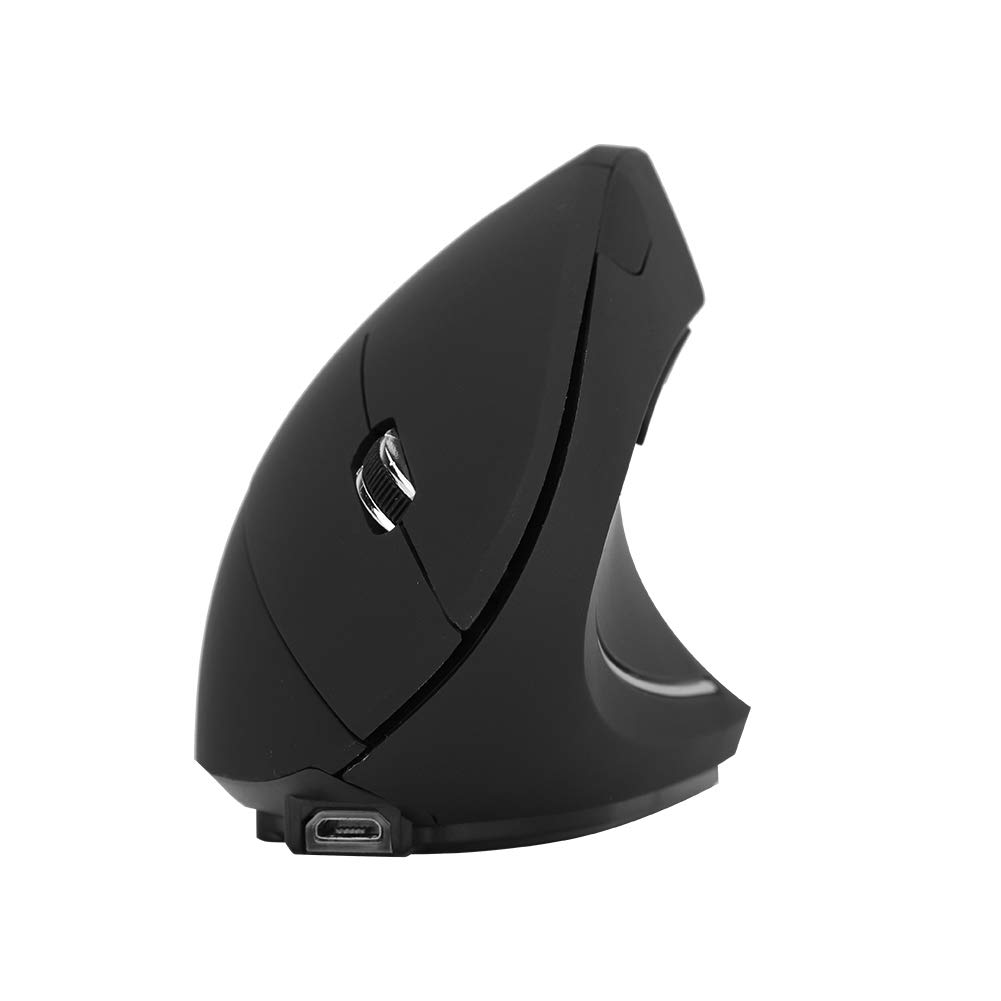 ASHATA Ergonomic Wireless Vertical Mouse - 2.4GHz Rechargeable Optical Mouse with 1600DPI for PC, Laptop, Mac (Windows 98/2000/ME/XP/Vista/7/10 & Mac OS) - Perfect for Office Work, Gaming & Reducing Wrist Pain
