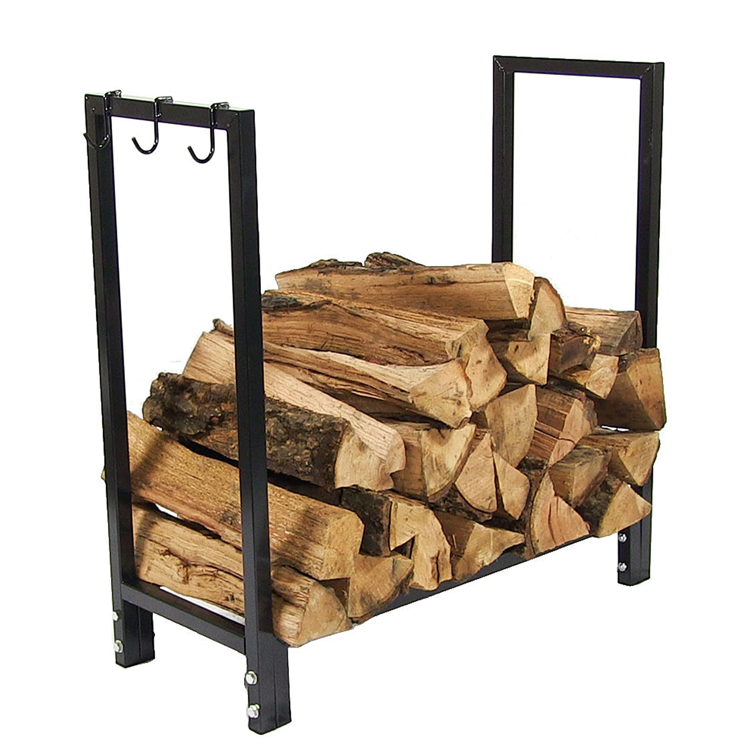 Sunnydaze Firewood Log Rack with Cover - 30-Inch Indoor/Outdoor Wood Storage Holder for Fireplace, Patio, and Camping - Weather-Resistant Firewood Organizer