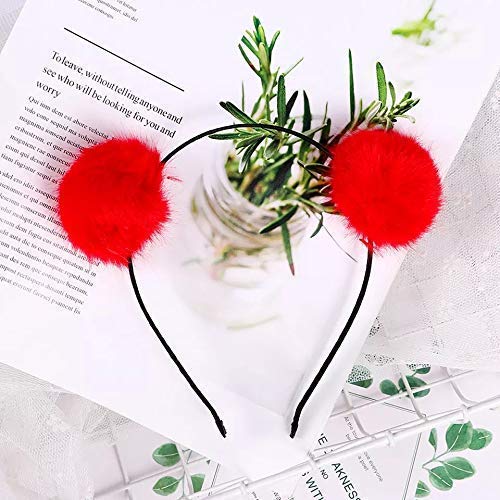 FAVELA Girls Fluffy Fur Ball Headband - Soft Pom Pom Hair Accessories for Kids (Set of 8) | Cute Animal Headband for Girls & Boys | Perfect for Halloween Costumes, Birthday Parties & Photo Shoots