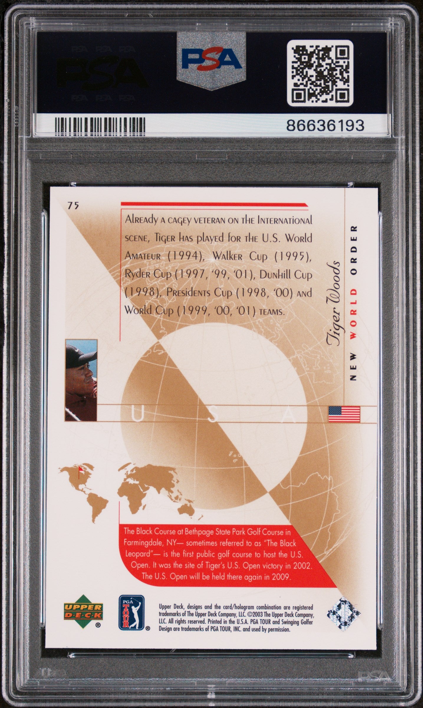 2003 Upper Deck Golf Tiger Woods #75 PSA 10 Gem Mint - Rare Collectible Trading Card for Sports Memorabilia & Investment - Perfect for Display, Trading, and Golf Enthusiasts