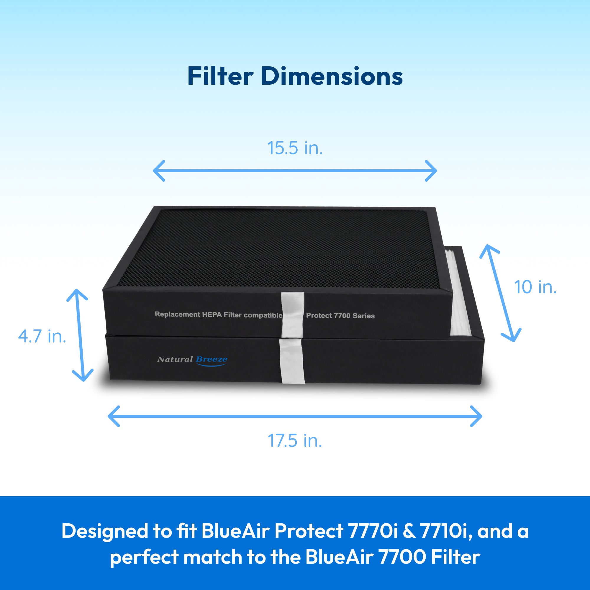 Blueair 7700 Smart Filter Replacement for Blueair Protect 7770i & 7710i Air Purifiers - HEPA Carbon Filter for Home, Office, Bedroom Air Purification