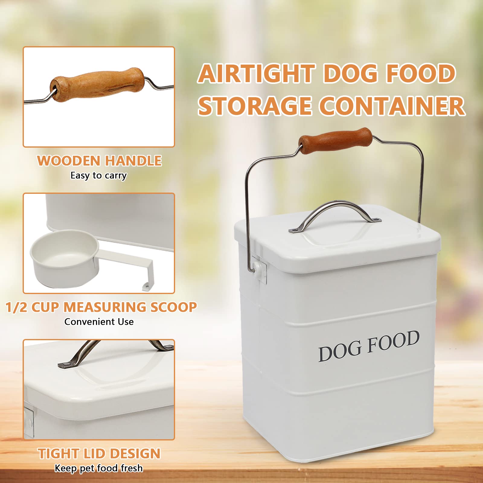 Geyecete Airtight Dog Food Storage Container with Lid & Spoon - Medium Pet Food Canister for Treats, Kibble & Dry Food - Ideal for Home, Travel & Pet Supplies Organization