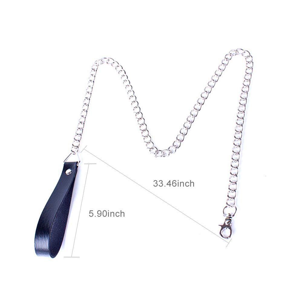 FST Faux Leather BDSM Leash with Metal Chain - Adjustable Choker Necklace for Adults, Bondage & Role Play Accessories - Perfect for Couples Play, BDSM Games & Sensual Exploration