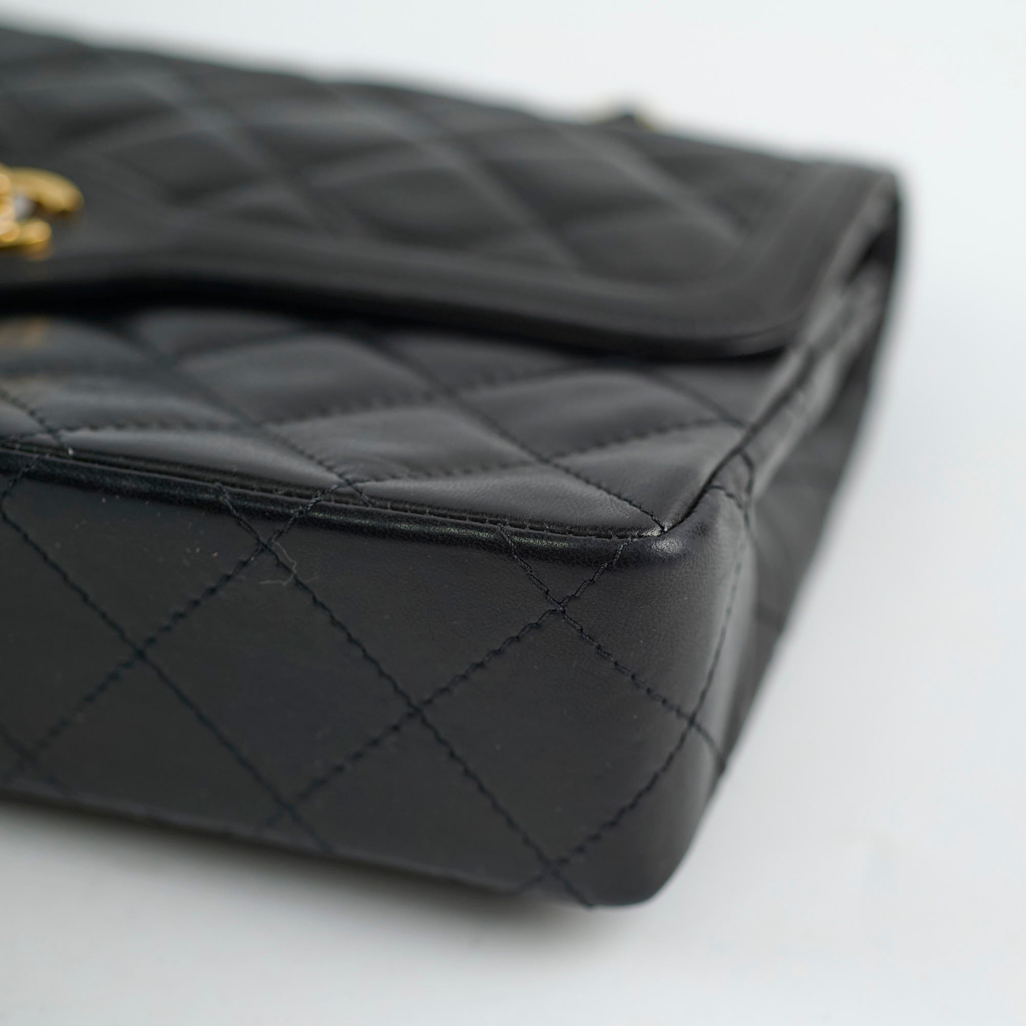 Chanel Paris Lined Double Flap Black Leather Handbag - Luxury Designer Shoulder Bag for Women | Perfect for Evening Events, Parties & Special Occasions