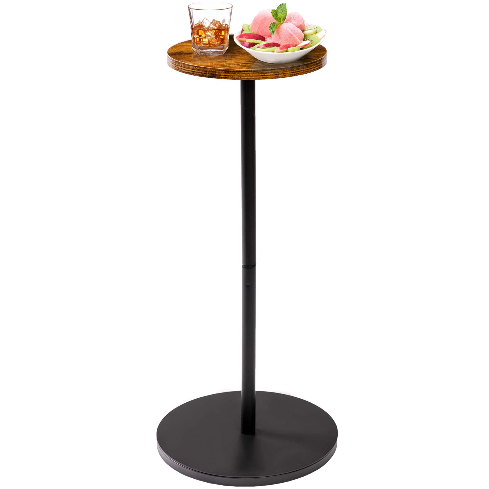Compact Round Pedestal Side Table - Small Drink Table for Martini & Cocktails - Space-Saving End Table for Living Room, Bedroom, Balcony & Small Spaces - Accent Table Stand for Drinks, Books & Decor