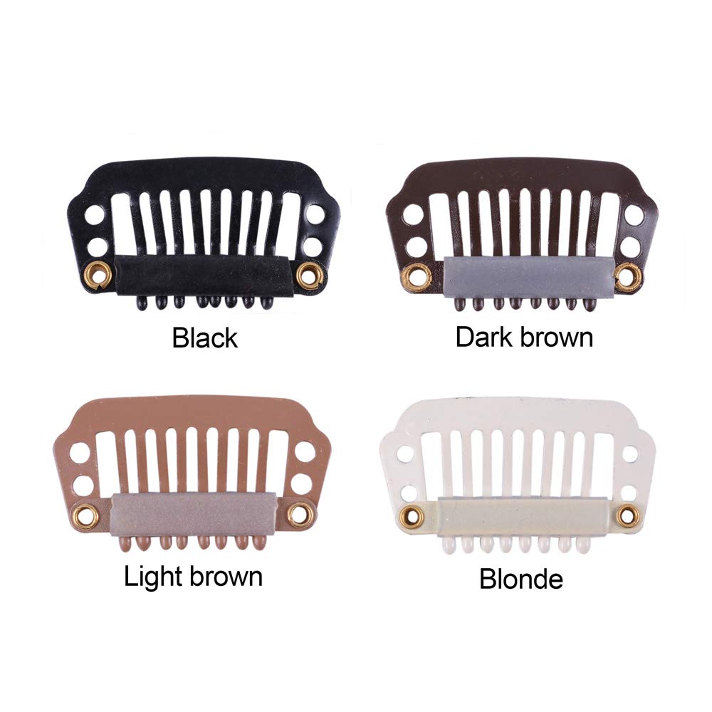 24-Pack YANTAISIYU 28mm 8-Toothed Metal Hair Extension Clips - Dark Brown Snap Hair Clips for Wigs, Hairpieces & Extensions - Perfect for Styling, Securing & Blending Hair Accessories