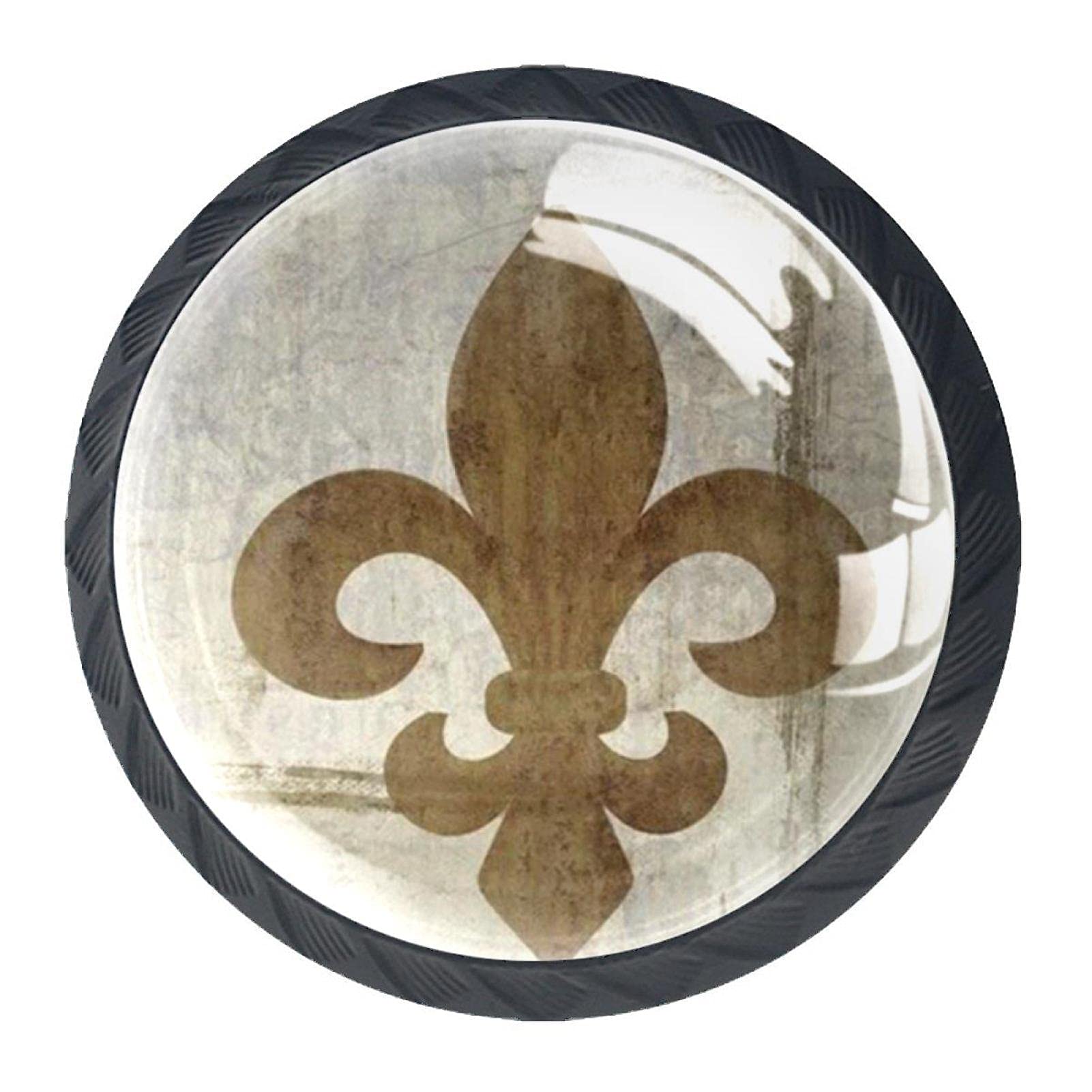 4 Pcs Fleur De Lis Cabinet Knobs - Elegant Flower Drawer Pull Handles for Kitchen, Bathroom & Furniture - Vintage Style Hardware for Drawers, Doors & Cabinets - Perfect for Home Decor, DIY Projects & Renovations