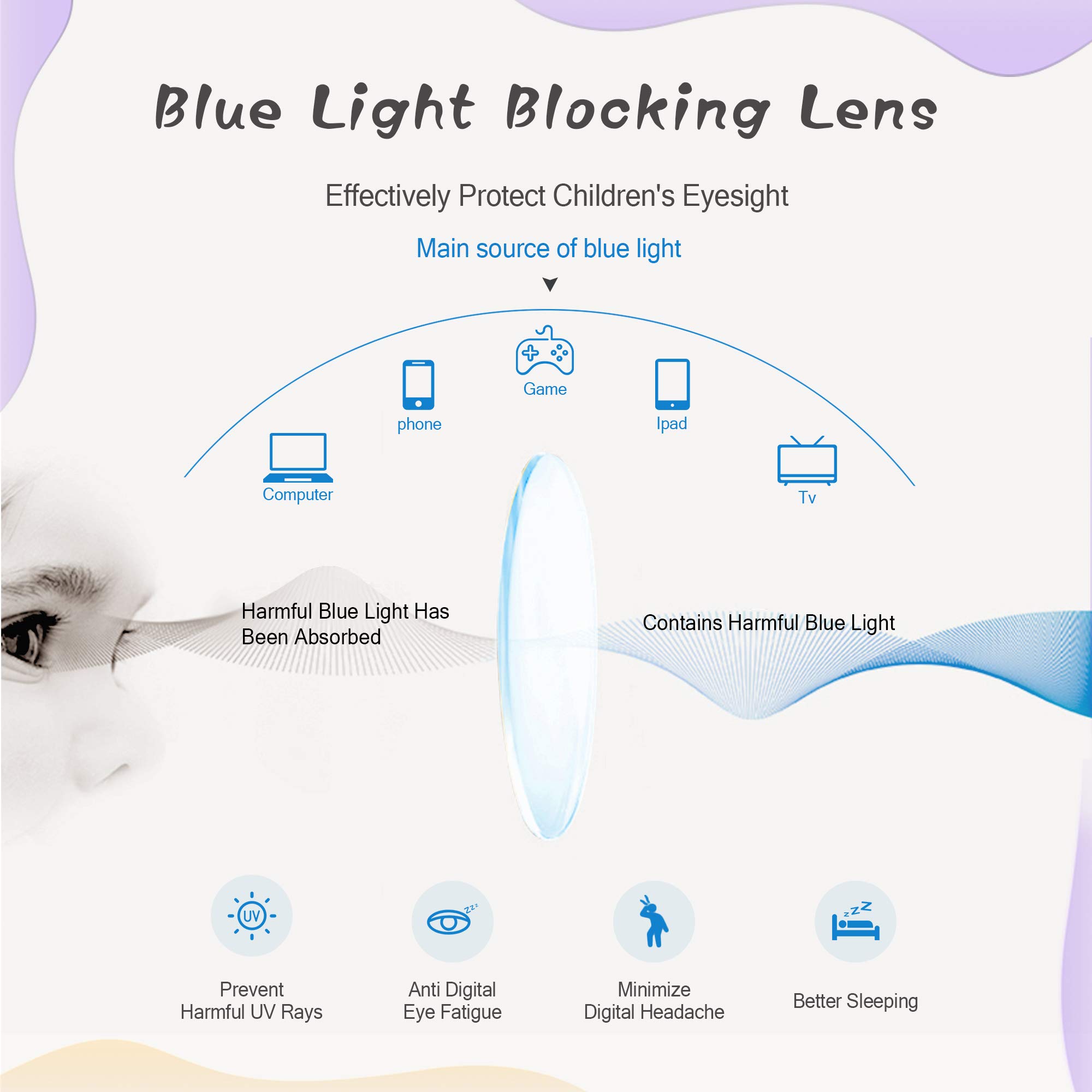 LifeArt Blue Light Blocking Glasses for Kids - 85% Harmful Blue Light Filter, UV400 Protection, Anti Eyestrain & Blurry Vision - Computer & Reading Glasses with Anti-Glare (Pink) - Perfect for Online Classes, Gaming & Screen Time