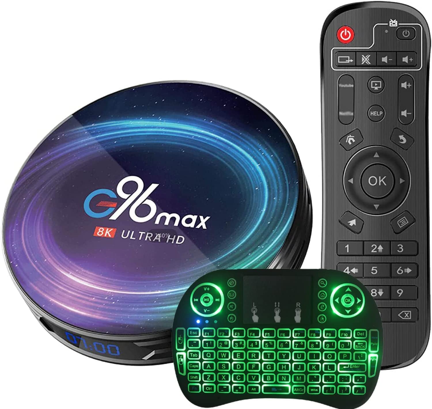 AMITVA Android TV Box 11.0 4K Smart Streaming Media Player - S905X4 Quad-Core, 4GB RAM 128GB ROM, Dual-Band WiFi 2.4G/5.8G, Bluetooth 4.1, Ethernet LAN, Mini Backlit Keyboard - for Home Theater, Gaming & 3D Movies