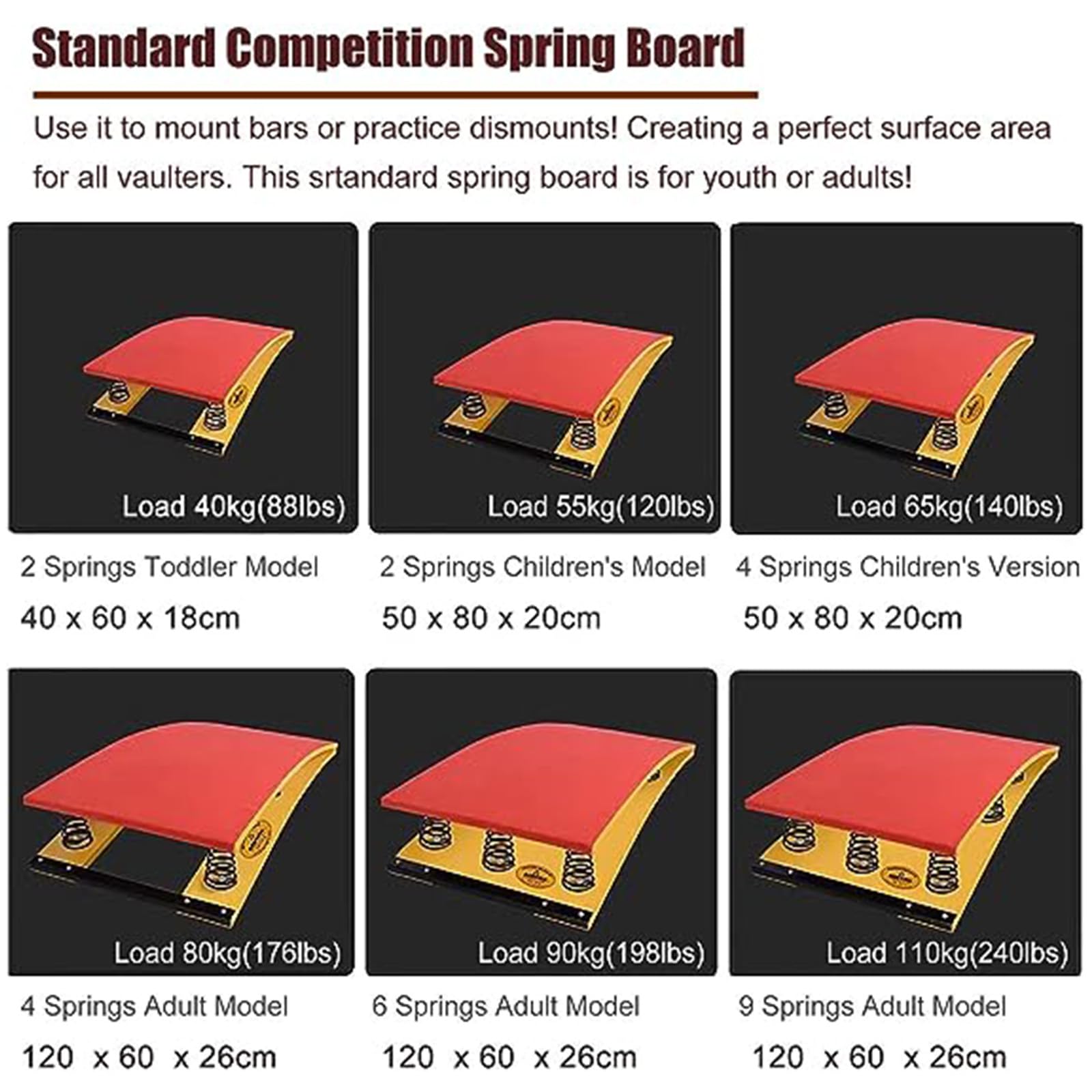 Professional Heavy-Duty Curved Gymnastics Springboard for Kids & Juniors - Steel Spring, Anti-Skid Jump Pad, Thick Durable Design | Perfect for Vault Training, Home Practice & Gymnastics Clubs