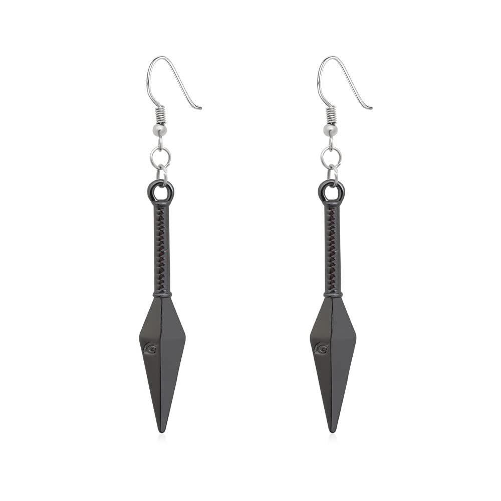 Anime Naruto Leaf Village Akatsuki Red Cloud Kunai Shuriken Earrings - Stylish Cosplay Jewelry for Fans (Nartoo-01) | Perfect for Cosplay, Anime Conventions & Naruto Themed Parties