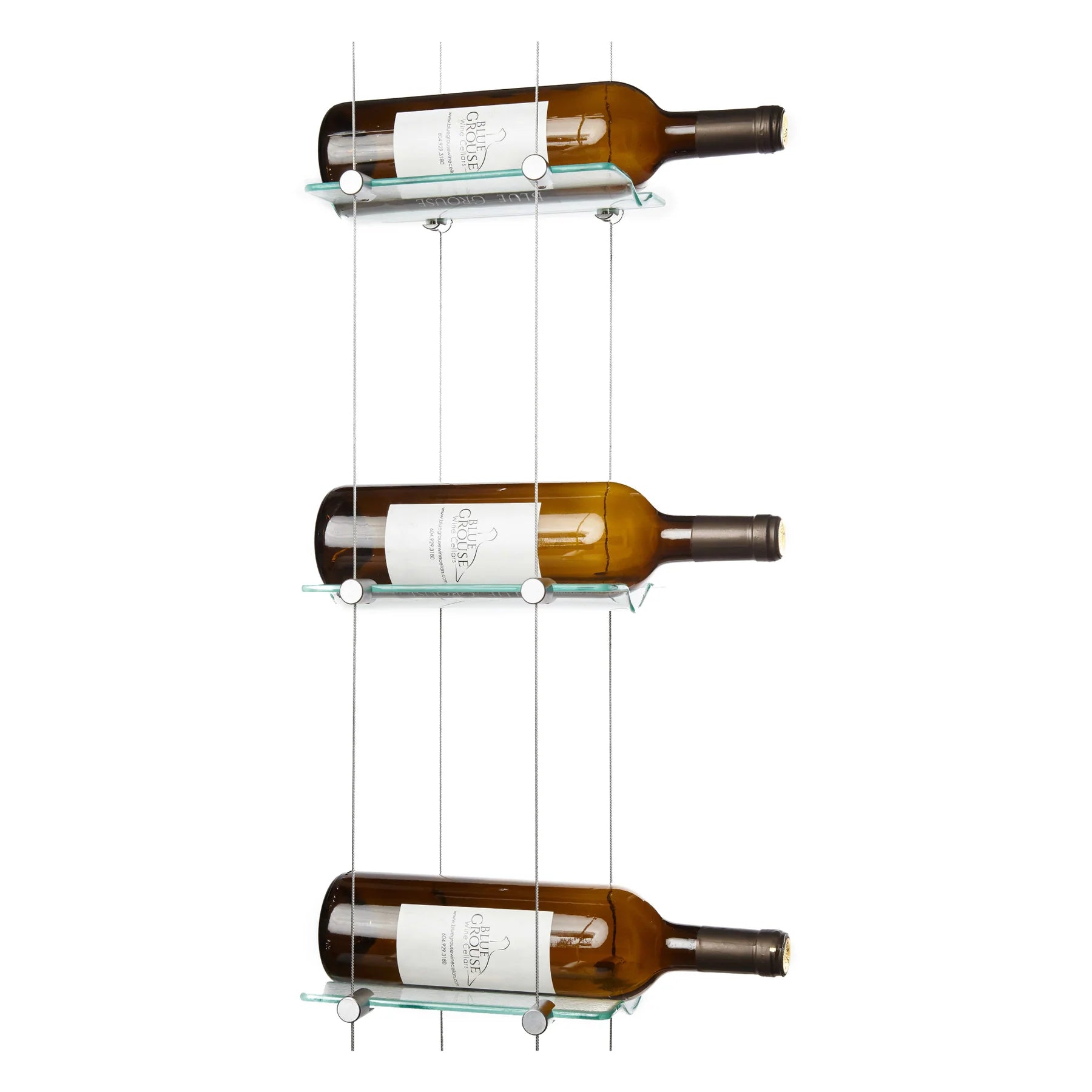 Blue Grouse 6 Bottle Floating Cable Wine Rack Display Kit - Modern Wine Storage Solution for Home Bars, Restaurants, and Wine Cellars