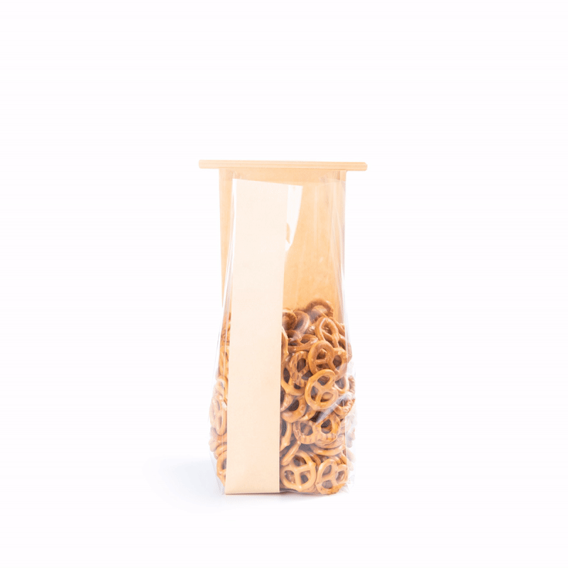 Premium Kraft Paper Bakery Bags with Window & Tin Tie Closure - 4.75