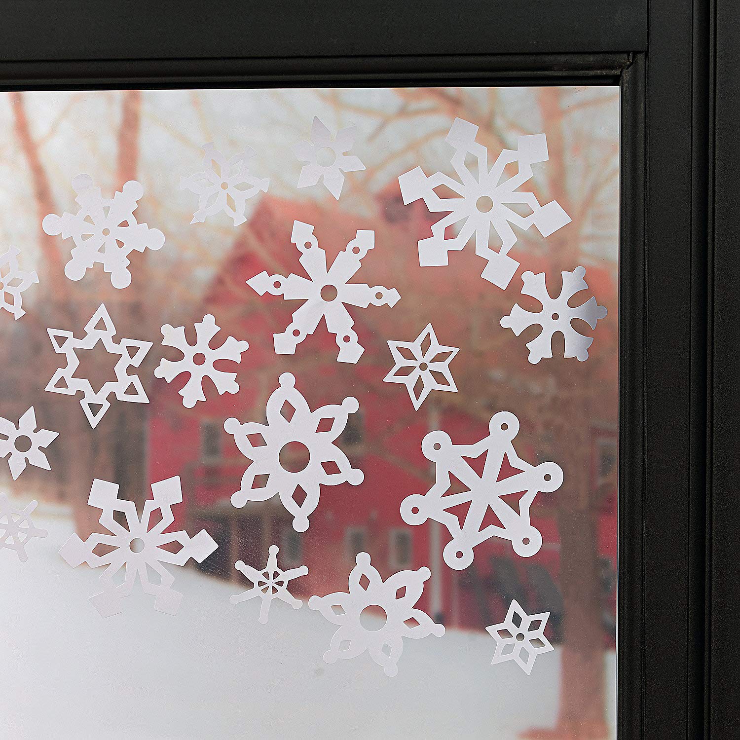 Fun Express Snowflake Window Clings - 69-Piece Winter Home Decor Set for Windows, Glass Doors & Seasonal Decoration | Holiday Home Accents & Festive Decorative Accessories