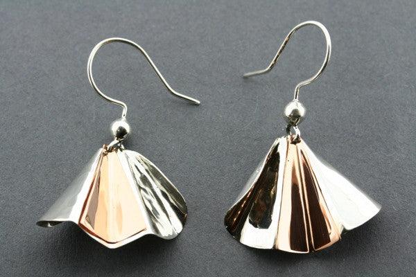 Elegant Pleated Earrings in Silver & Copper - Perfect for Parties, Weddings & Everyday Wear